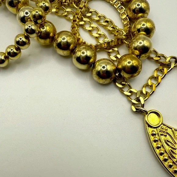 Victoria Emerson Gold-tone Multi Layered Floral Beaded Chain Statement Necklace - Picture 4 of 7